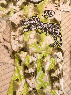 Kids Tie-Dye Dino Pajama Set - Green